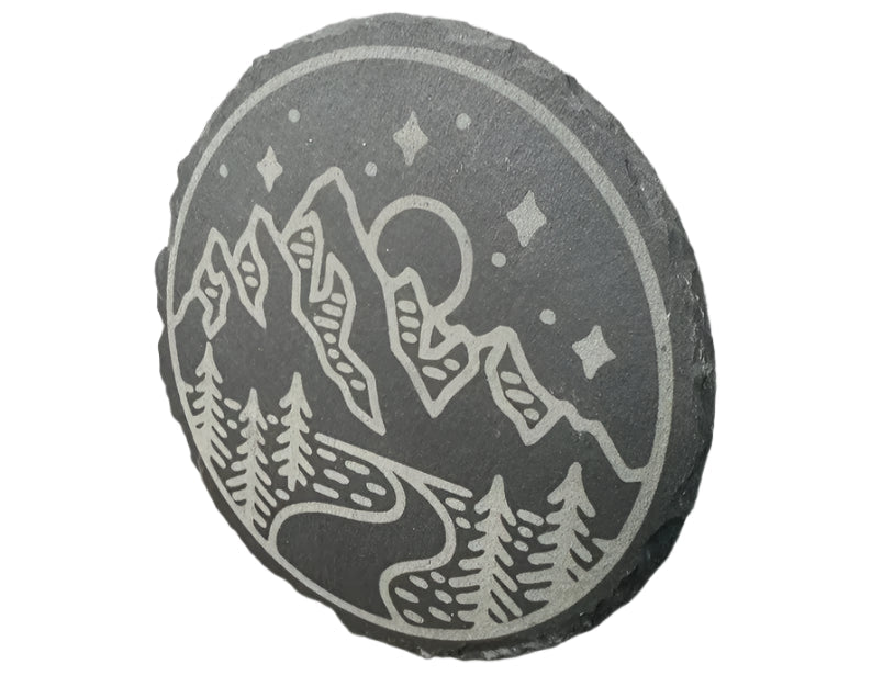 Slate Coaster with Mountain/Trees