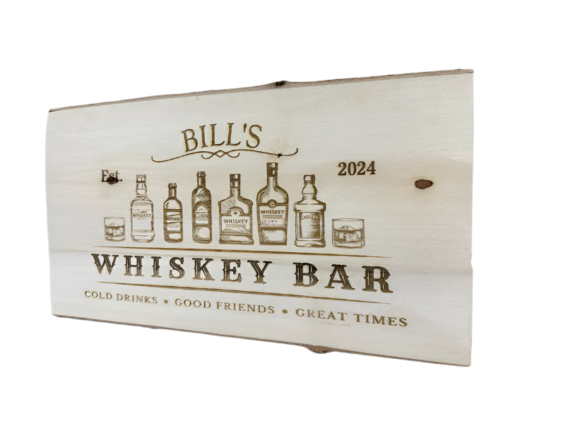 Engraved "Whisky Bar" Wooden Sign