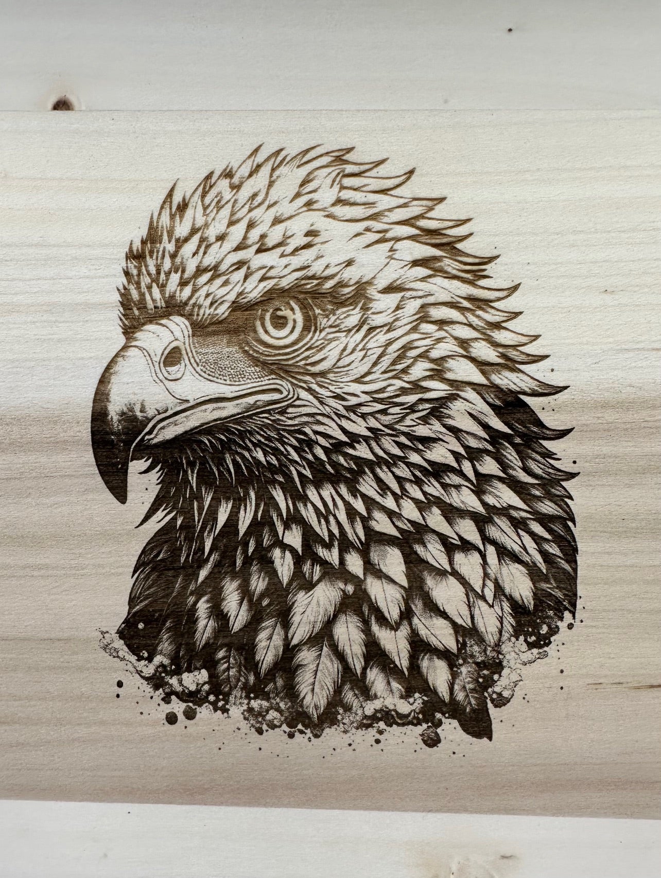 Eagle Engraving on Rustic Wood