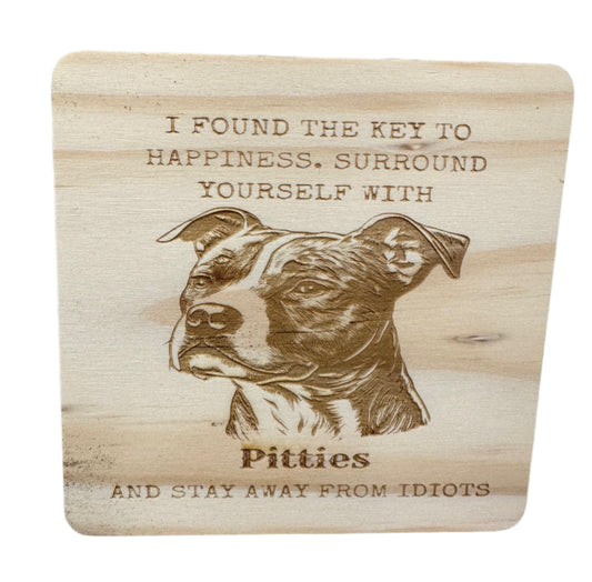 Pitbull Wood Coaster
