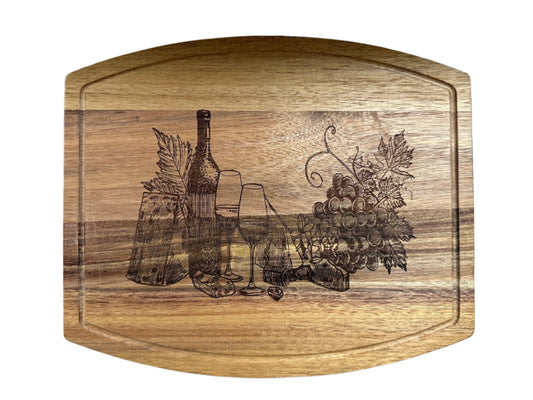 Wine and Cheese - Acacia Wood Cutting Board