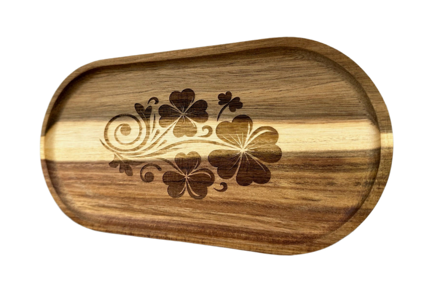 Clover Acacia Wood Serving Tray