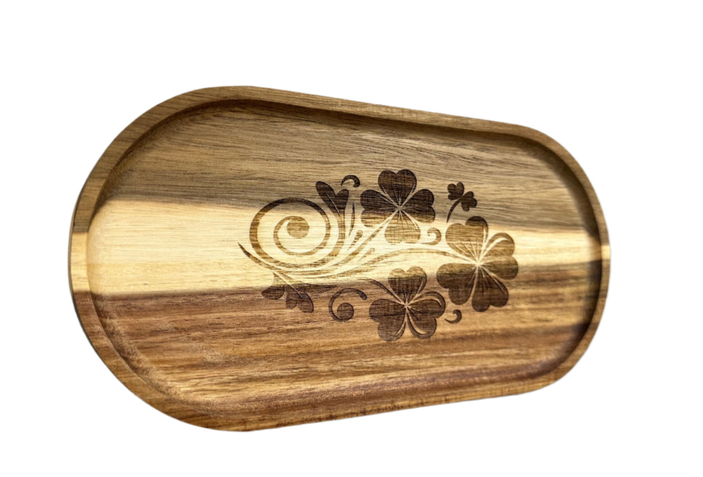 Clover Acacia Wood Serving Tray