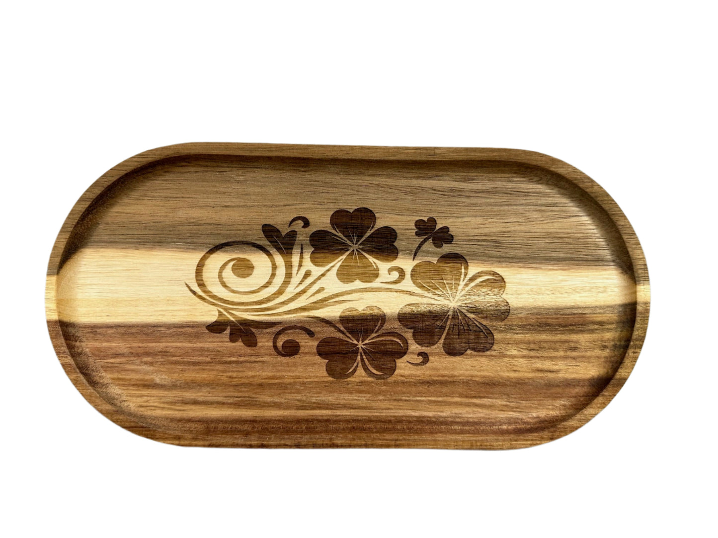 Clover Acacia Wood Serving Tray