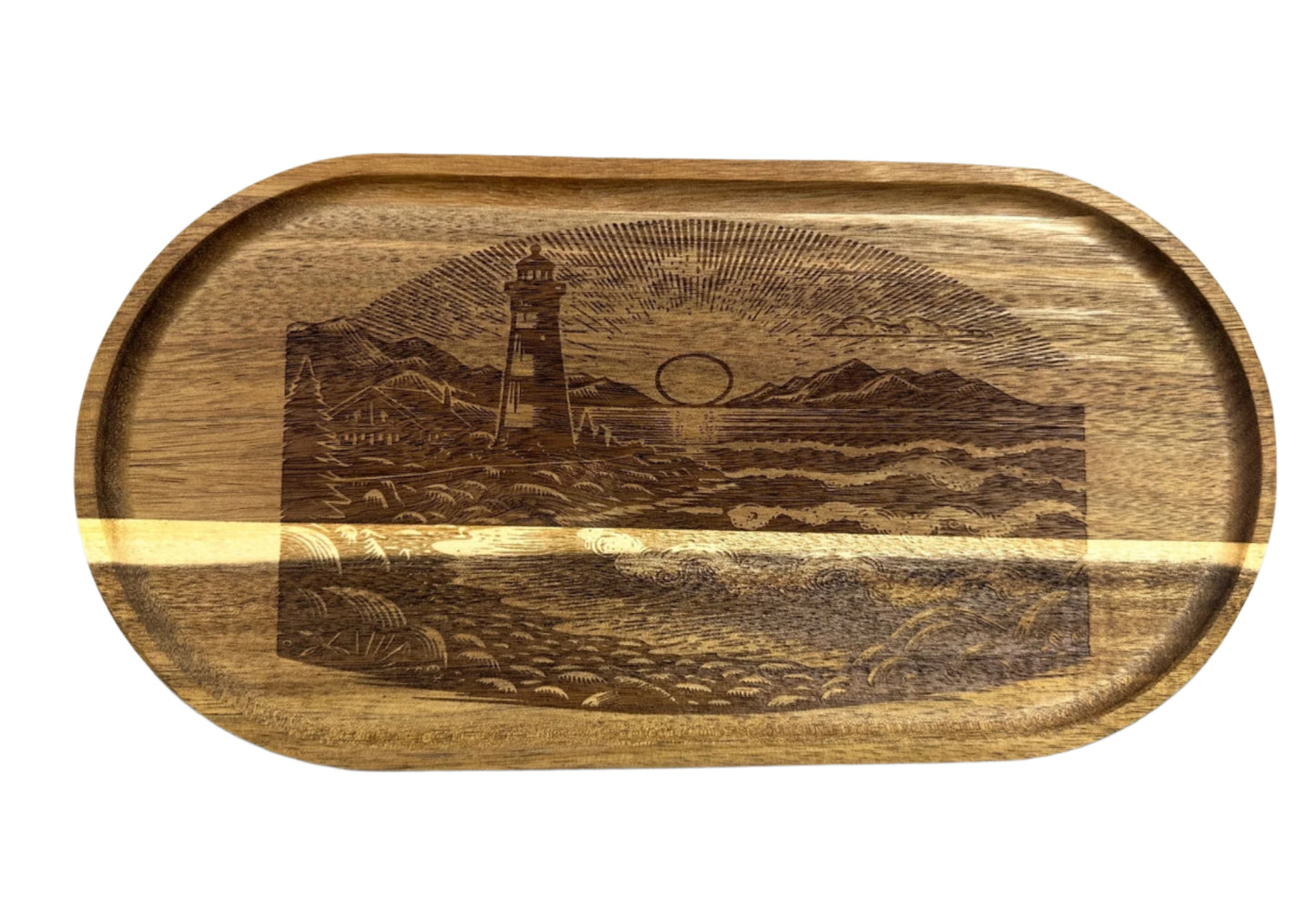 Lighthouse Acacia Wood Serving Tray