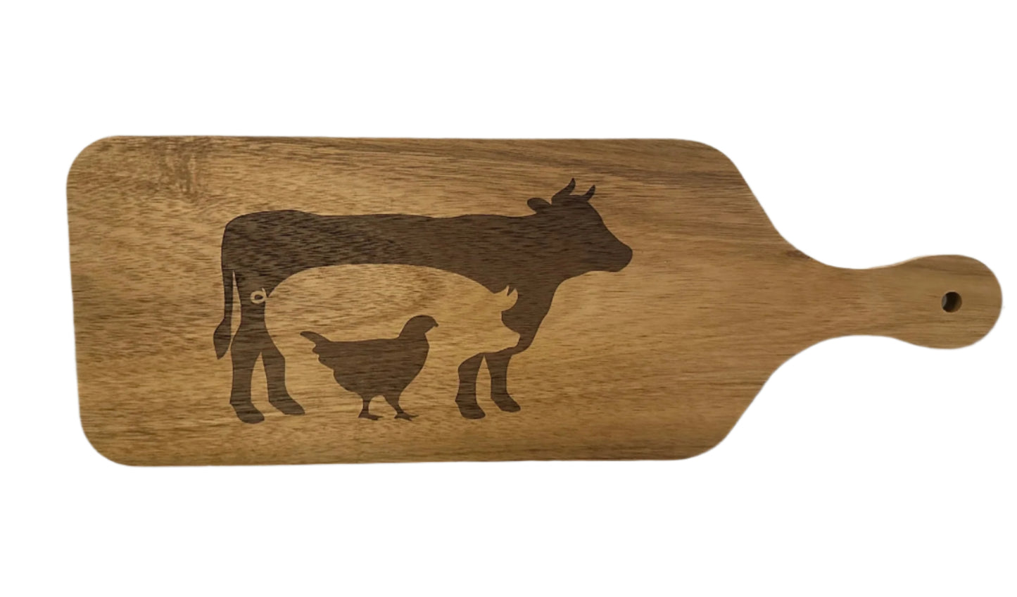 Cow Pig Chicken Wood Cutting Board