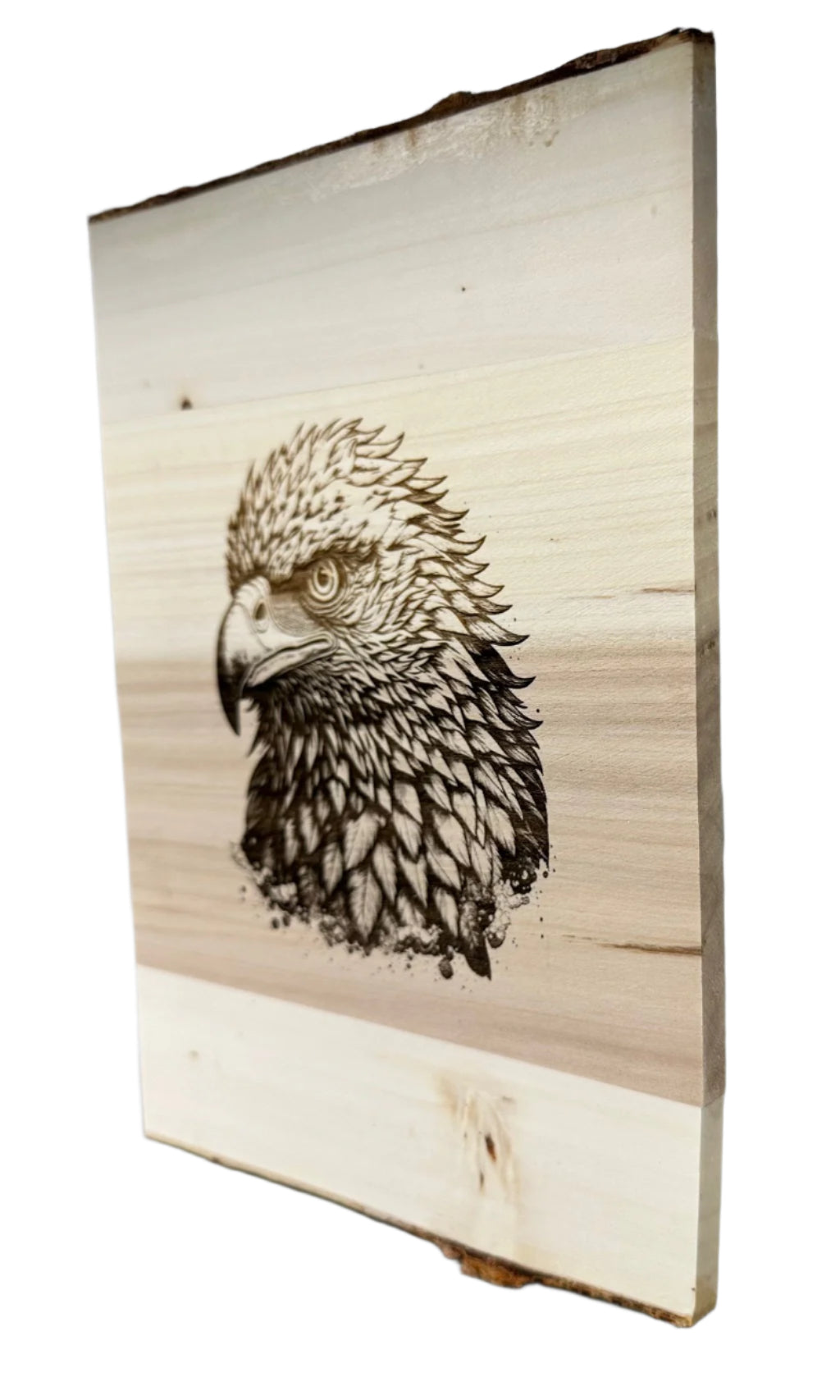 Eagle Engraving on Rustic Wood