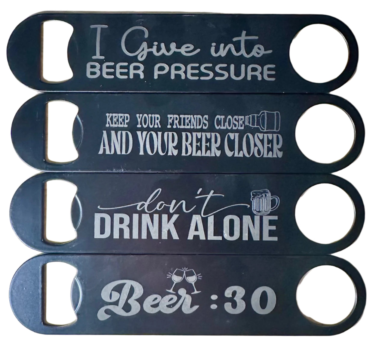 Custom Engraved Black Metal Bottle Opener