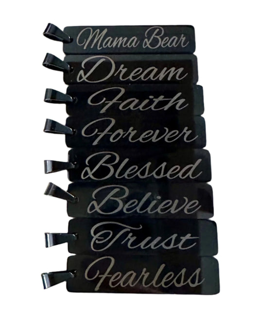 Engraved Black Pendant with Necklace