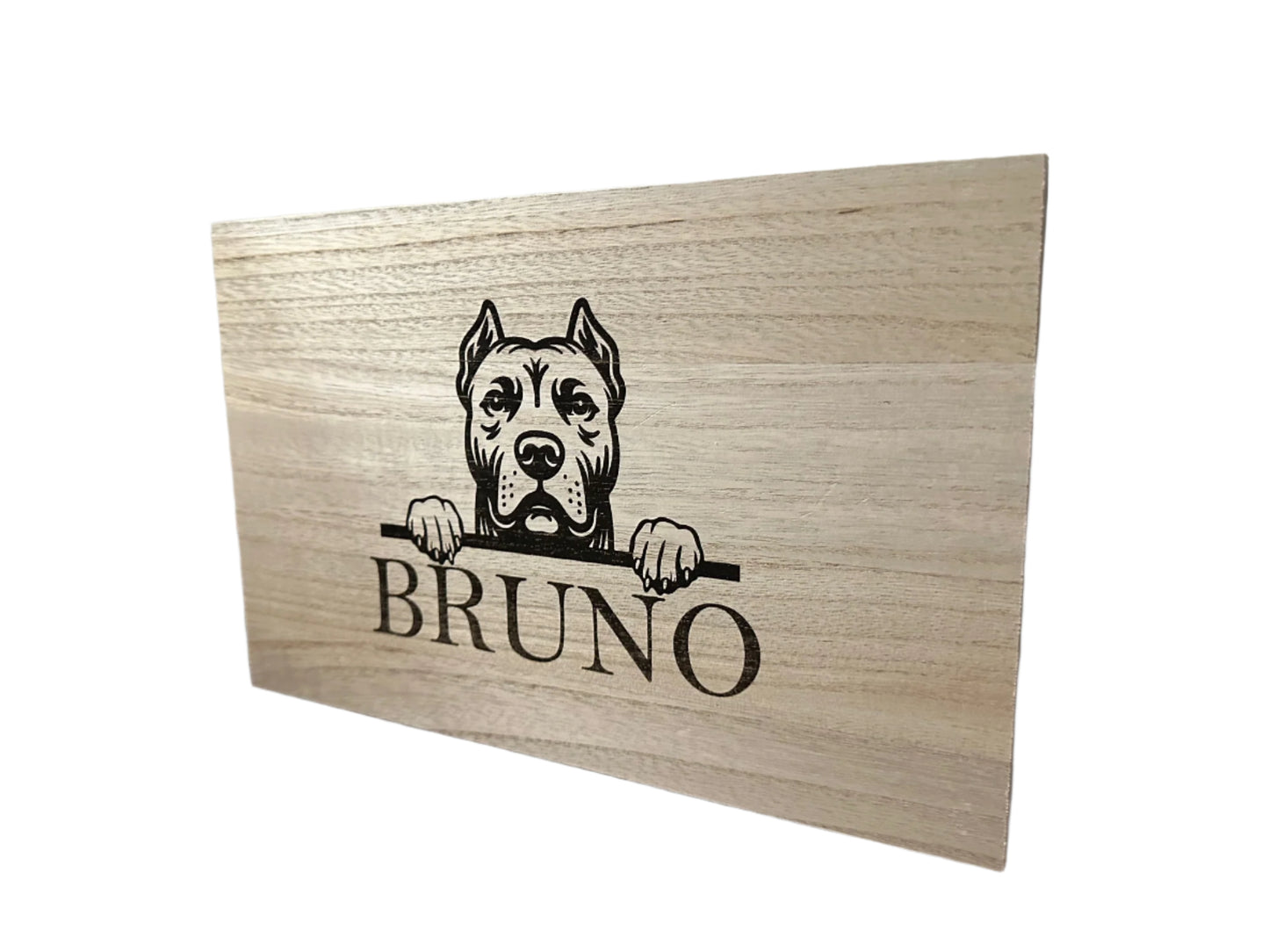 Wood Dog Sign with Custom Breed and Name
