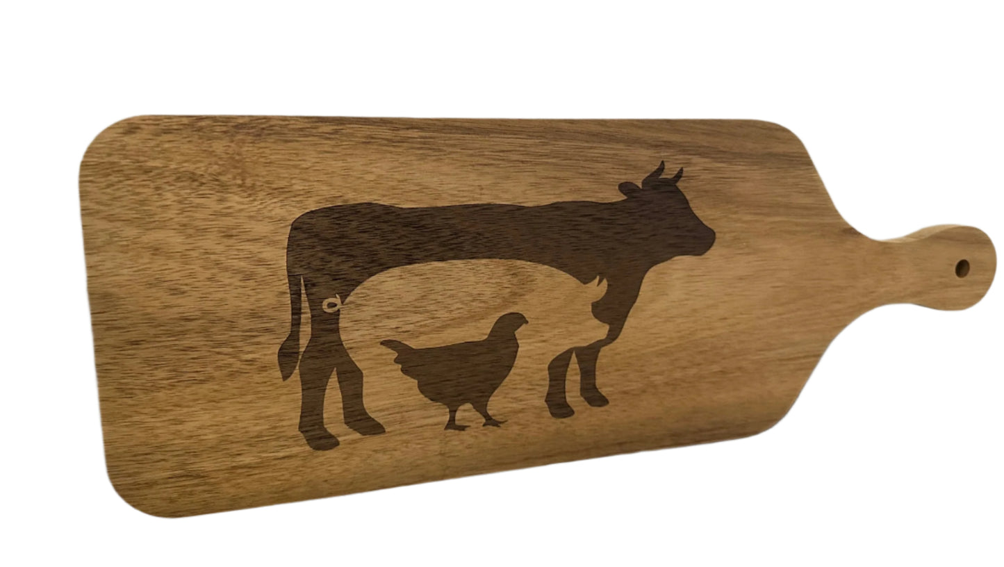 Cow Pig Chicken Wood Cutting Board