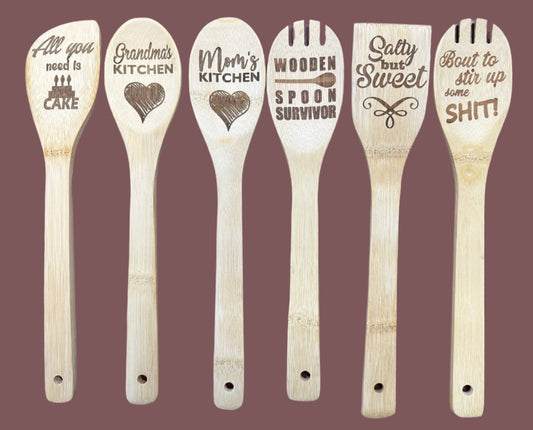 Engraved Wooden Kitchen Spoon