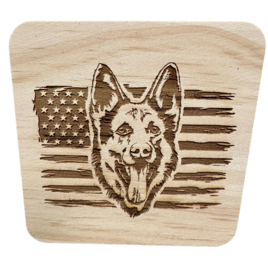 German Shepherd Wood Coaster