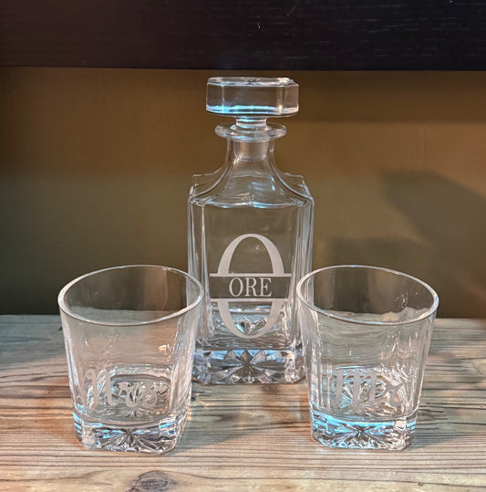 Custom Engraved Whiskey Decanter Set - 25 oz