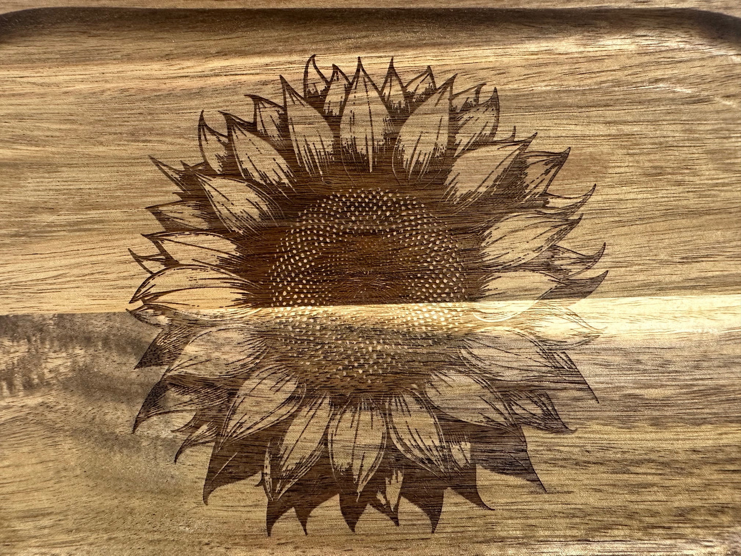 Sunflower Acacia Wood Serving Tray