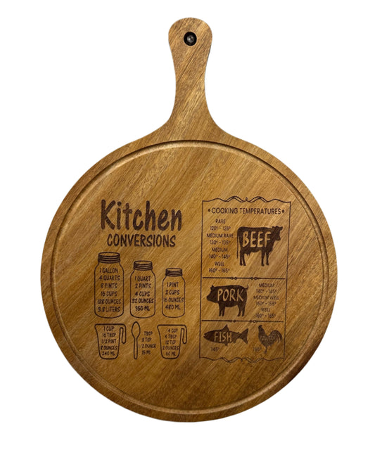 Kitchen Conversions - Round Acacia Wood Cutting Board