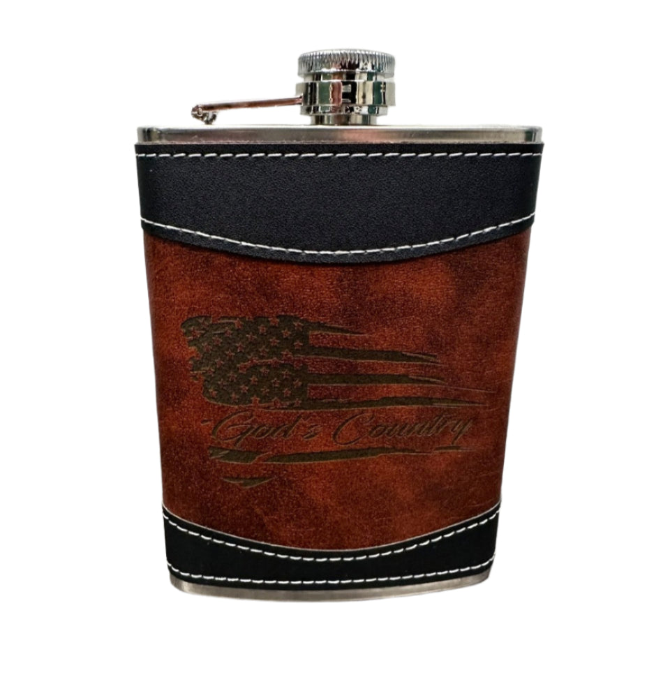 Custom Engraved Leather Flask
