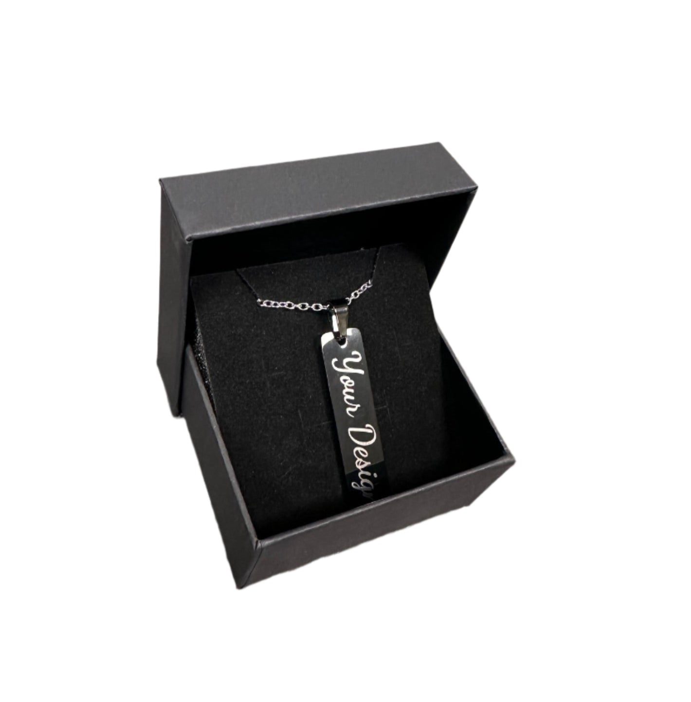 Custom Engraved Black Pendant with Necklace