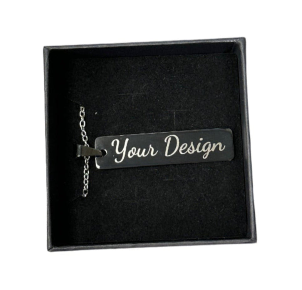 Custom Engraved Black Pendant with Necklace